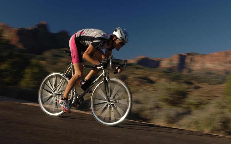 cyclist on a mountain road
