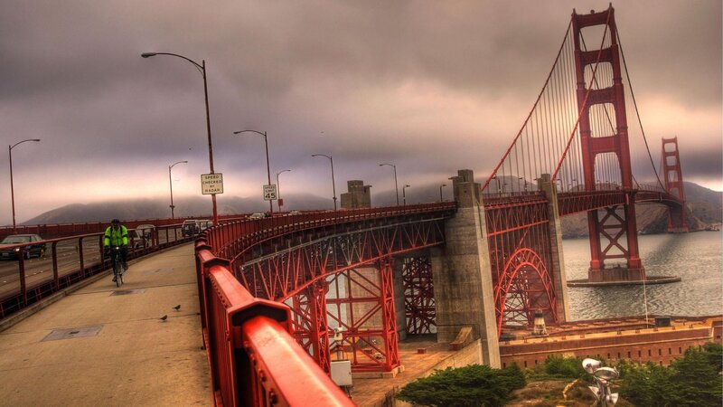 Cyclist on Bridge