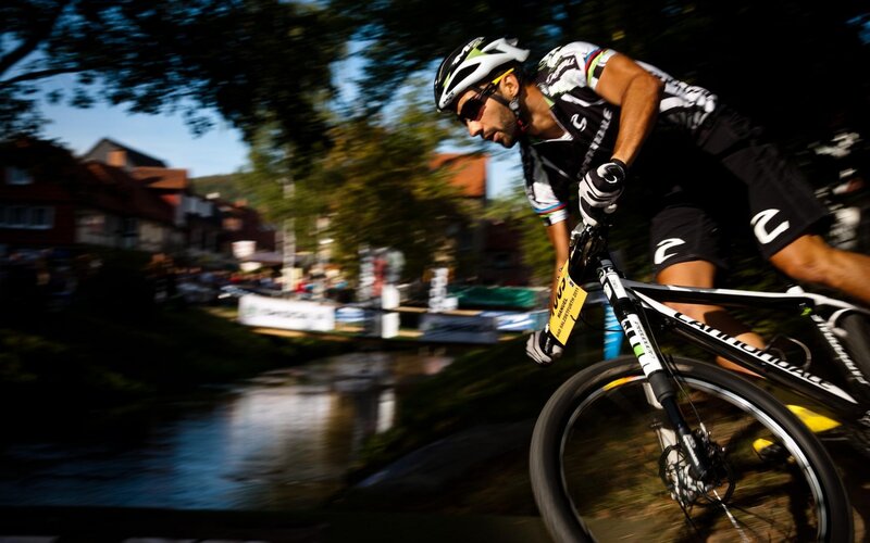 Cyclist on Mountain Bike — Black