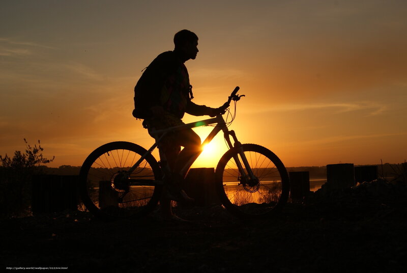 Cyclist on Mountain Bike — Orange