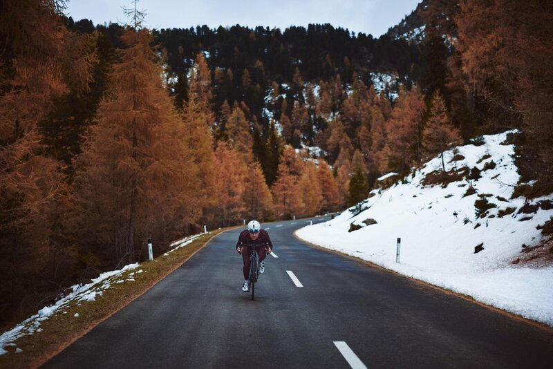 Cyclist on Mountain Road — Black