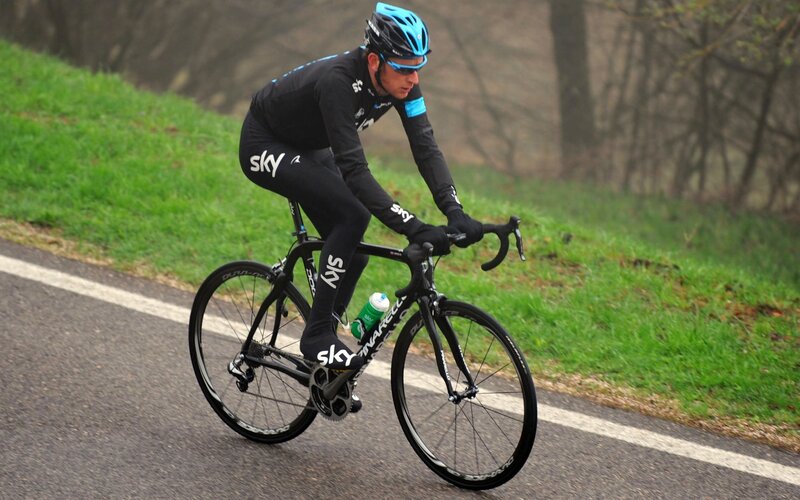 Cyclist on Road Bike — Black, Focused, Spring