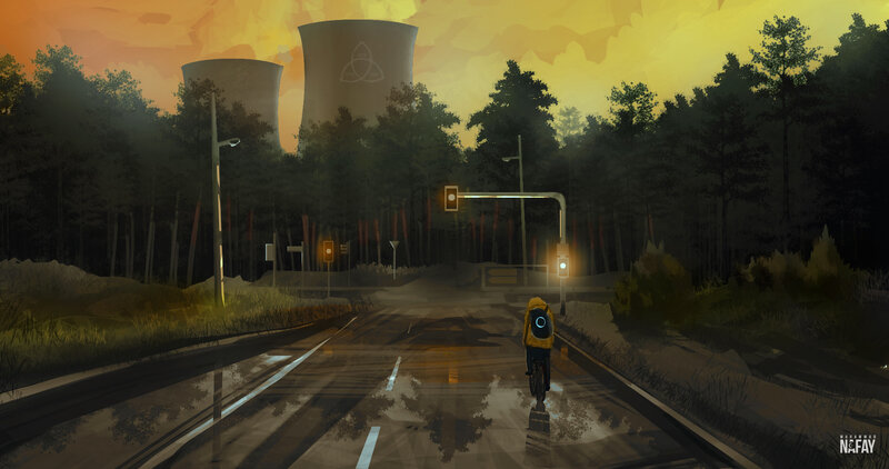 Cyclist on Wet Road