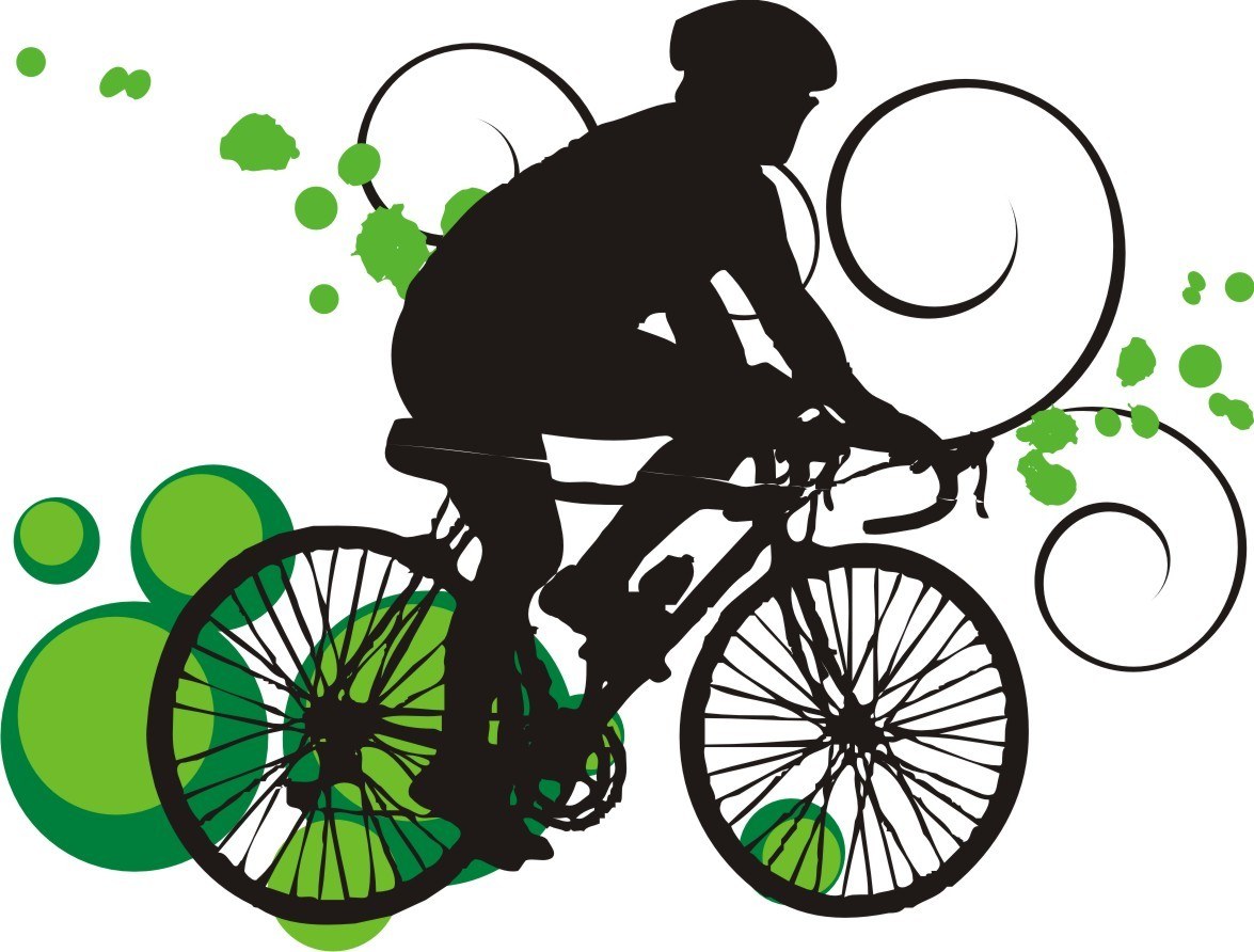 cyclist silhouette with green splashes