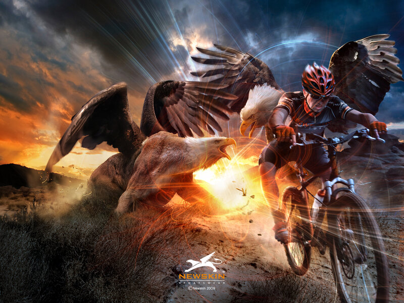 Cyclist with Eagles