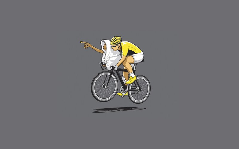 Cyclist with Passenger — Gray