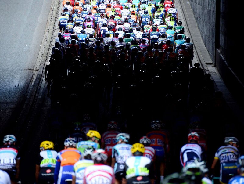 Cyclists in a peloton