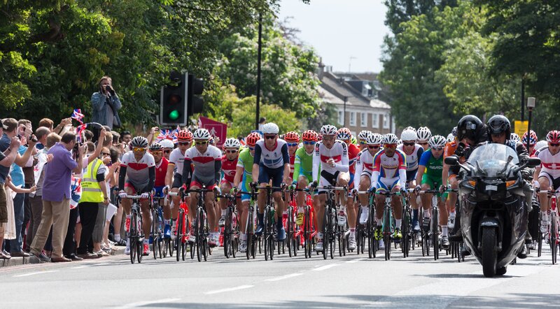 Cyclists in a Race — Green, Active, Afternoon