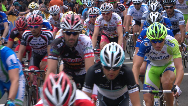 Cyclists in a Race — Green, Competitive