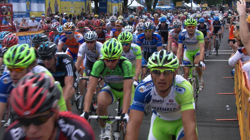 Cyclists in a Race — Green, Energetic
