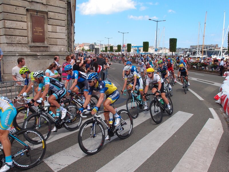 Cyclists in a race on the street