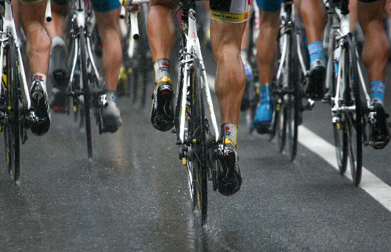 cyclists in rain
