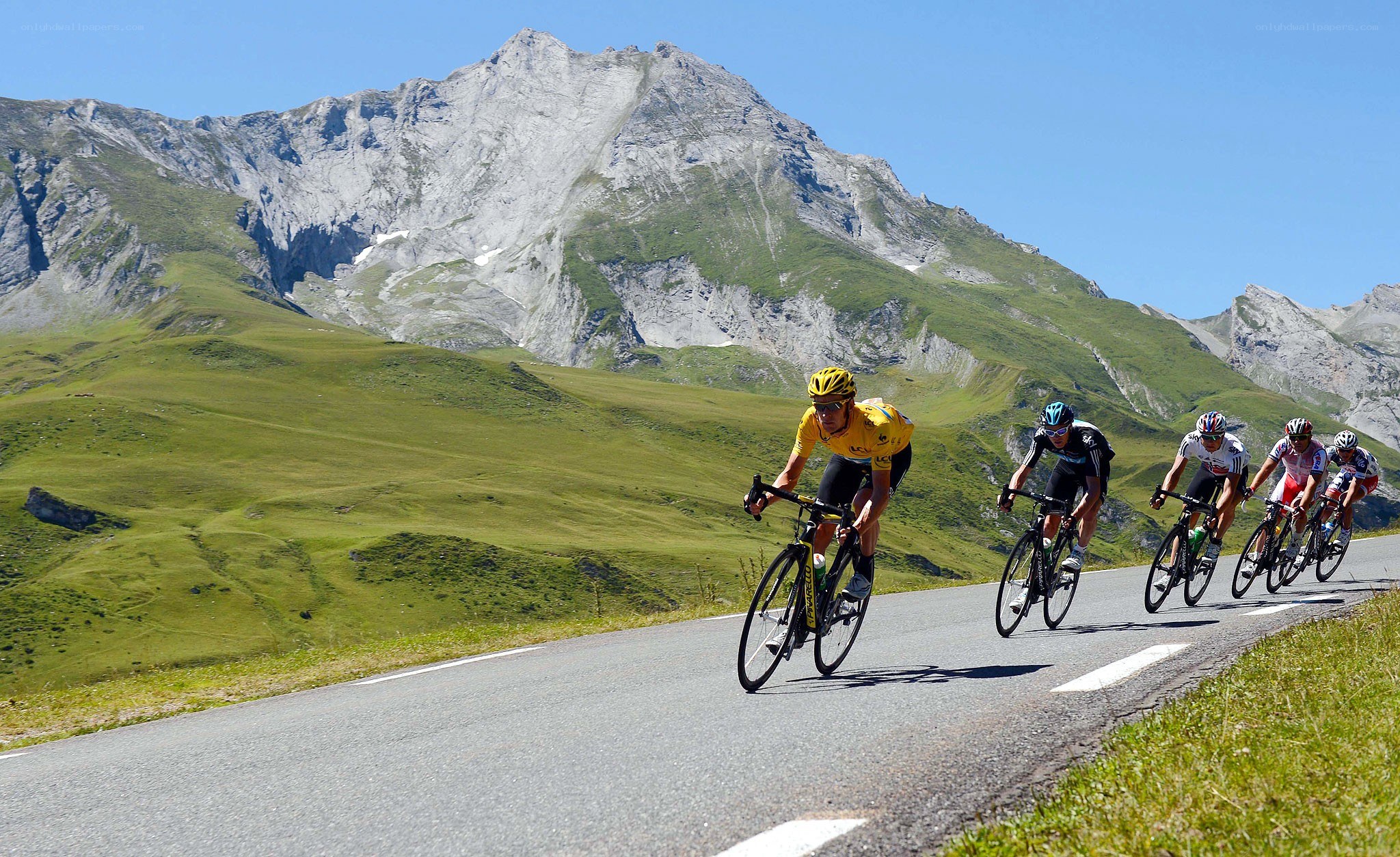 Cyclists on a mountain road