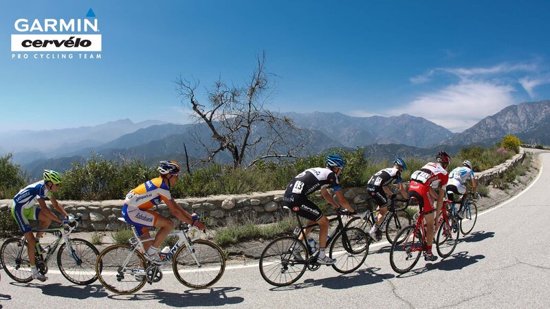 Cyclists on a Mountain Road — Blue