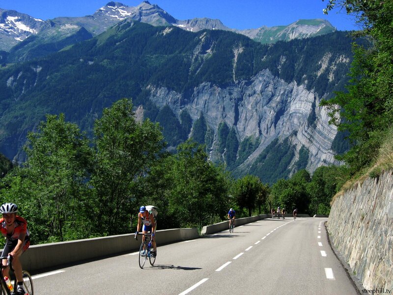 Cyclists on a mountain road