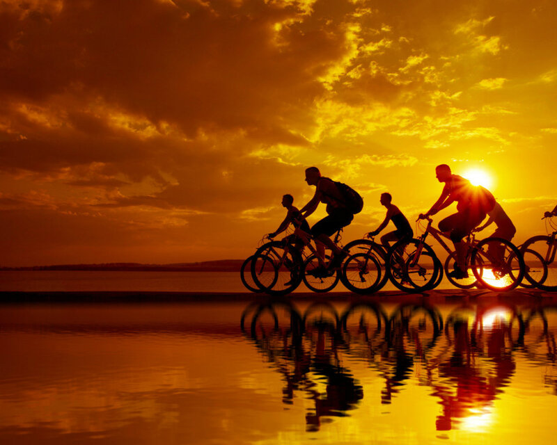 Cyclists on a Path — Orange