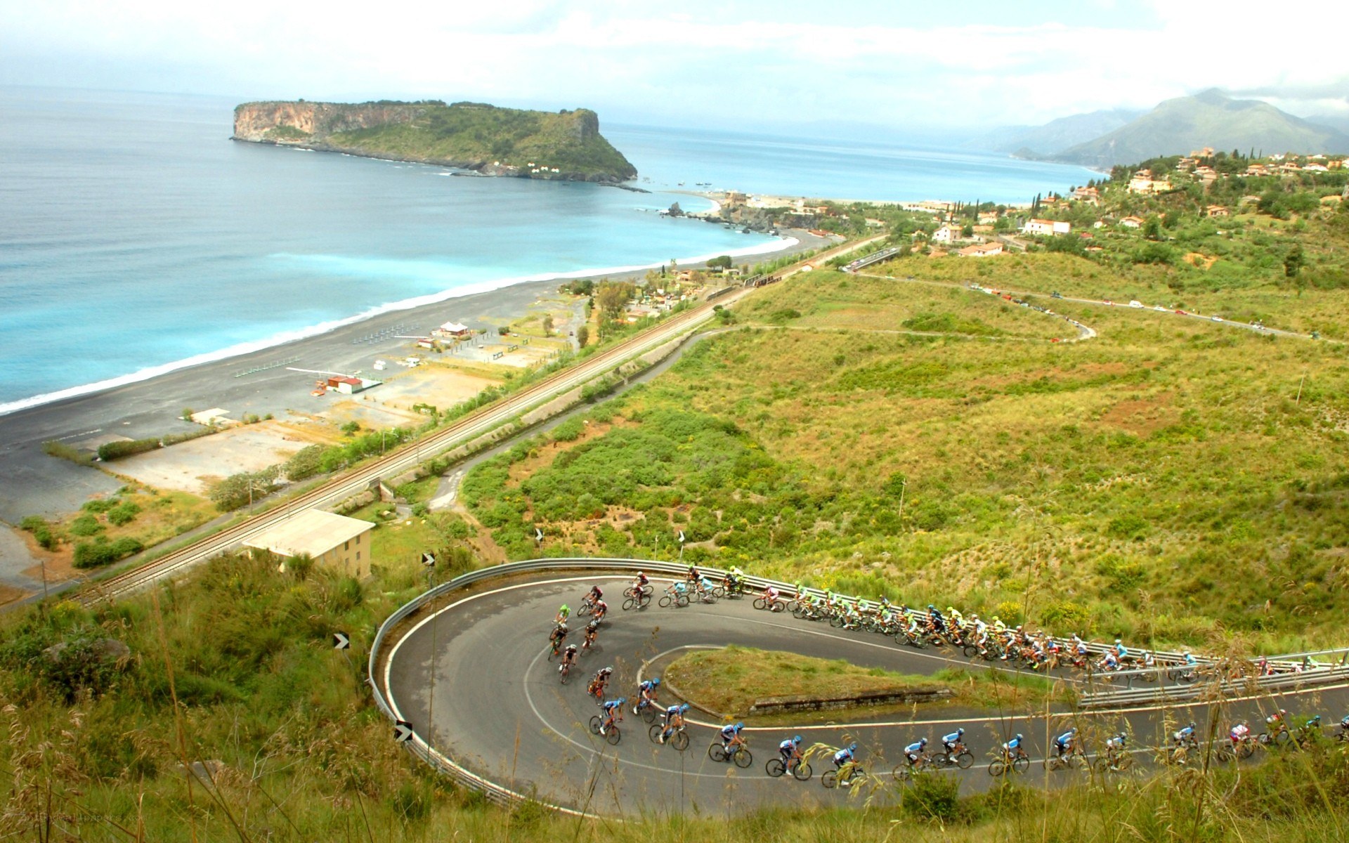 Cyclists on coastal road
