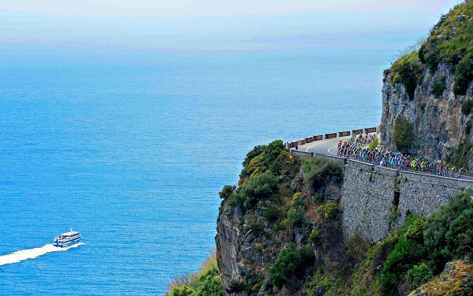 Cyclists on coastal road