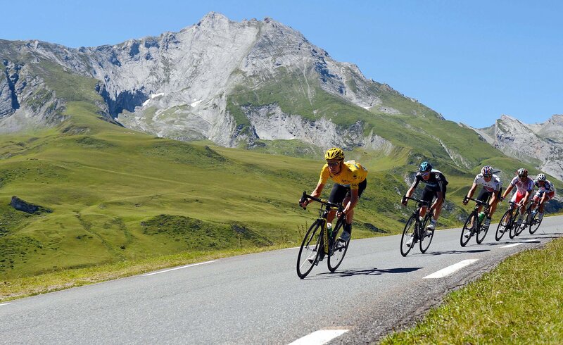 Cyclists on Mountain Road — Green, Active, Afternoon
