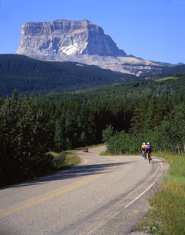 Cyclists on mountain road
