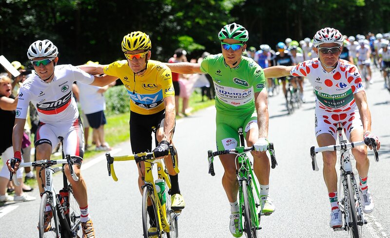 Cyclists racing in a road race