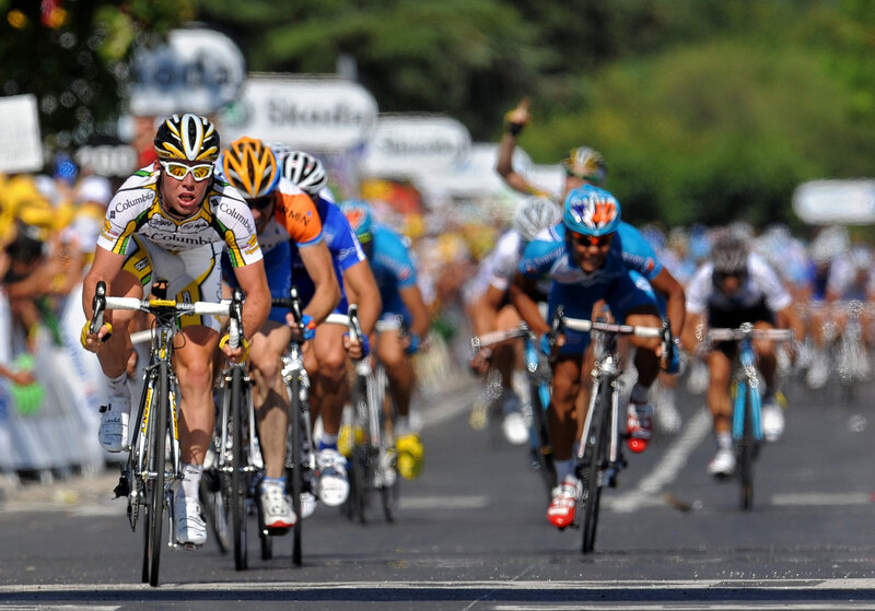 Cyclists racing in a road race