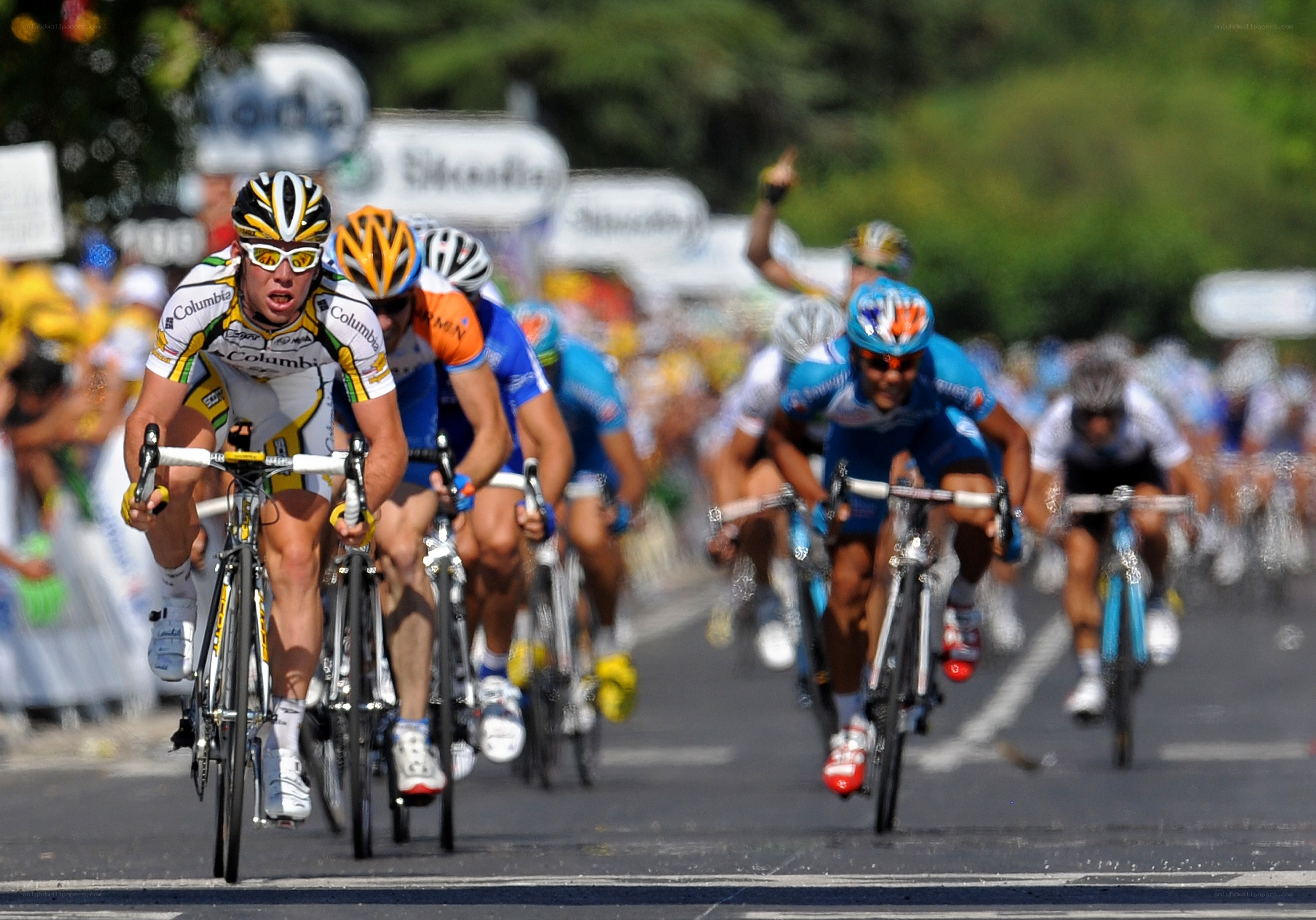Cyclists racing in a road race