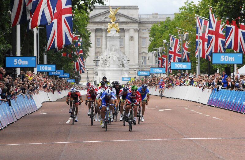 Cyclists racing in London