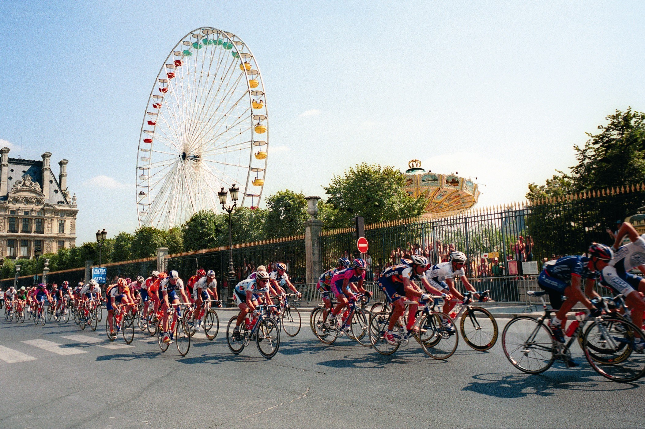 Cyclists racing in Paris