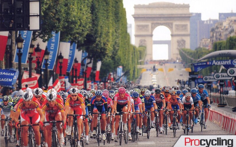 Cyclists racing in Paris