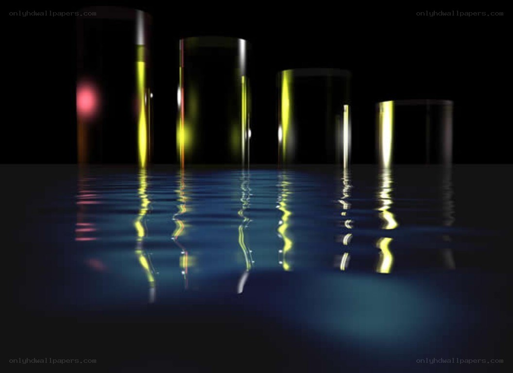 cylinders reflecting in water