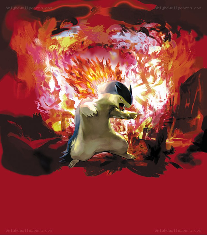Cyndaquil in a fiery explosion