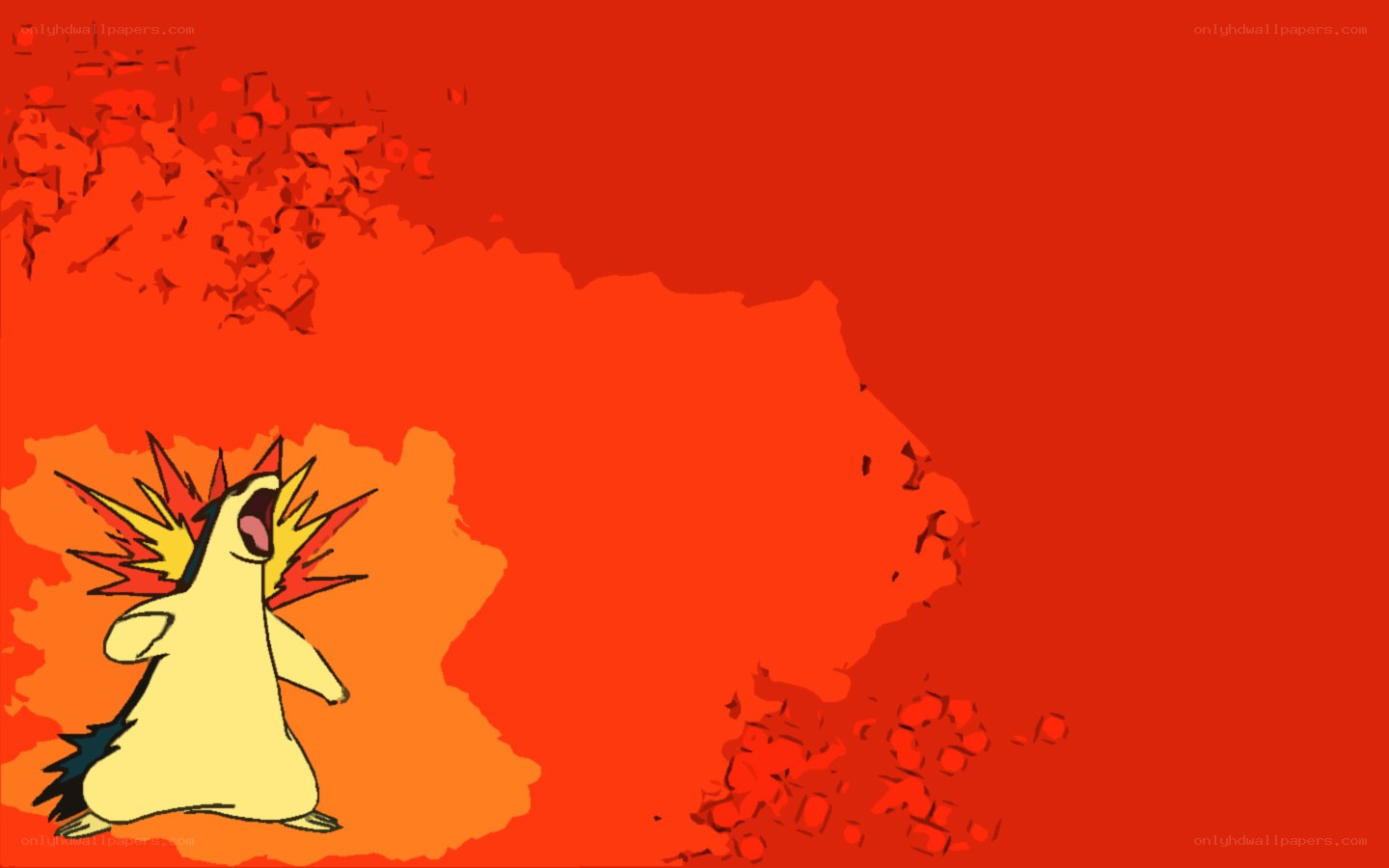 Cyndaquil in a fiery scene
