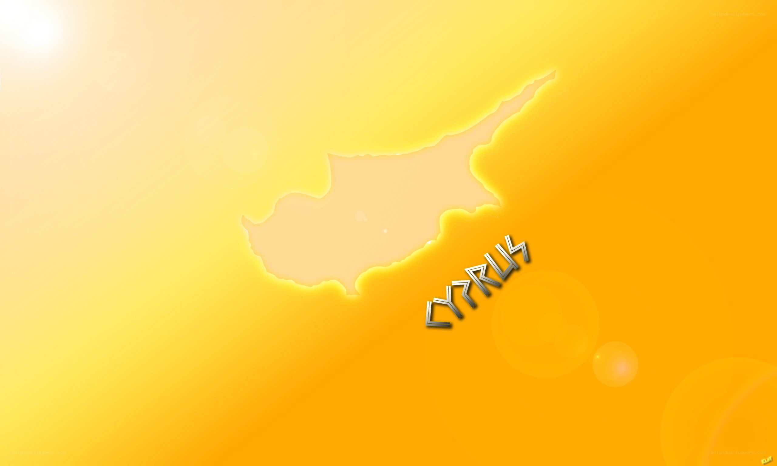 Cyprus map with sun background