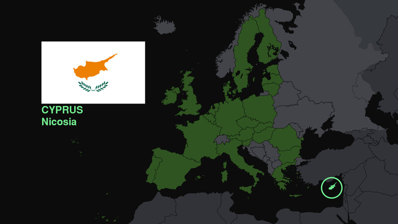 Cyprus on a European map