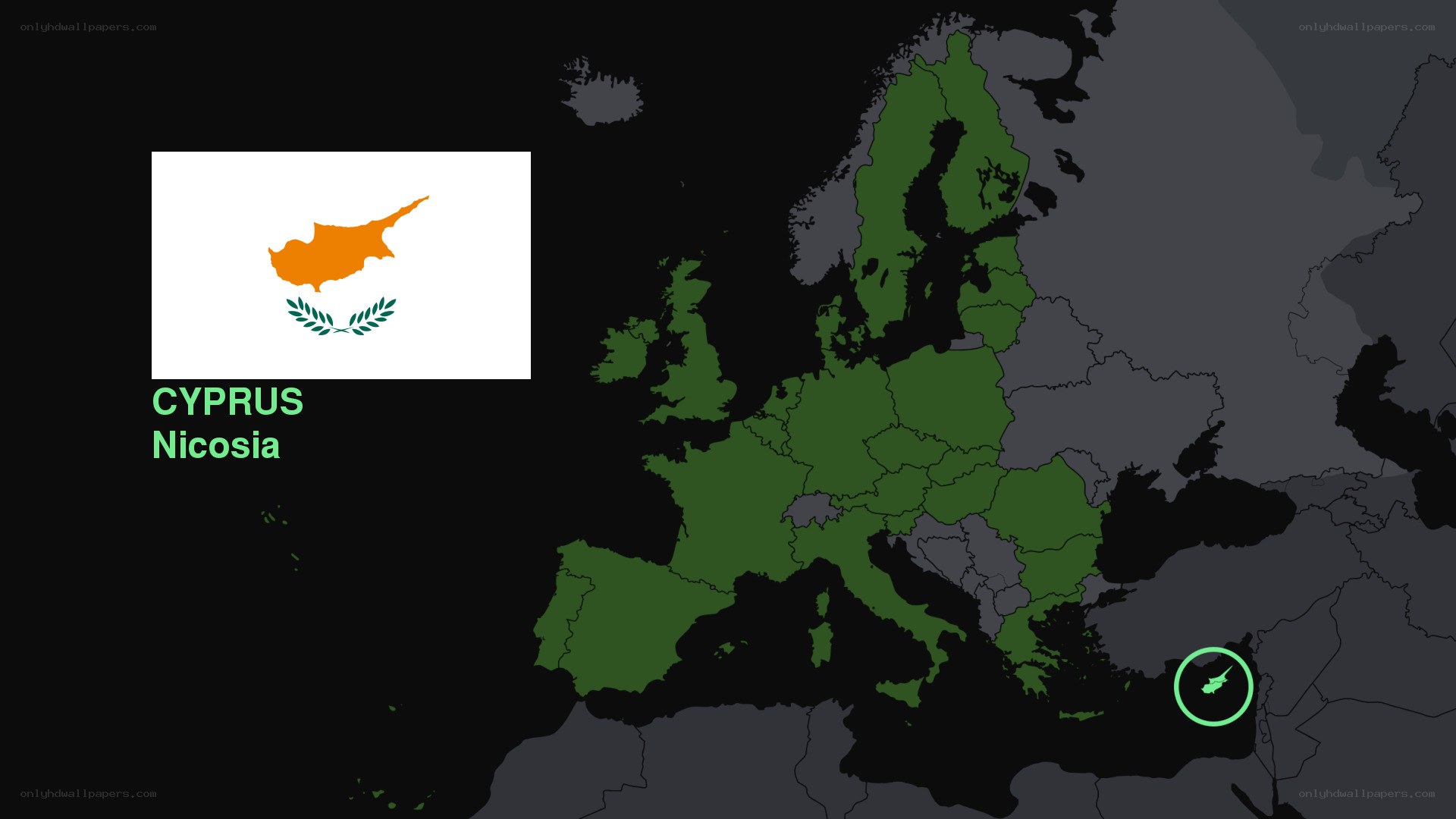 Cyprus on a European map