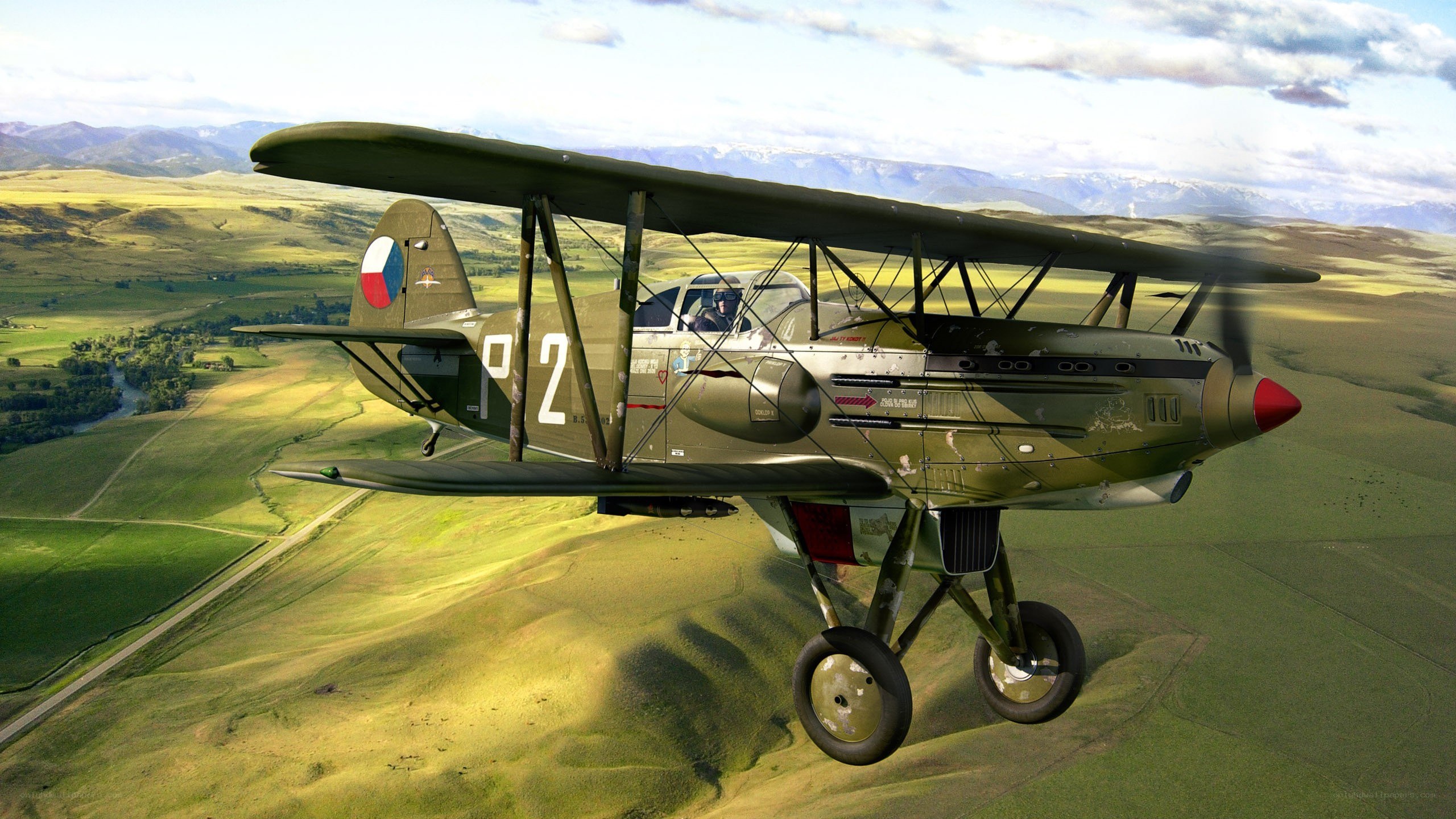 Czech biplane in flight
