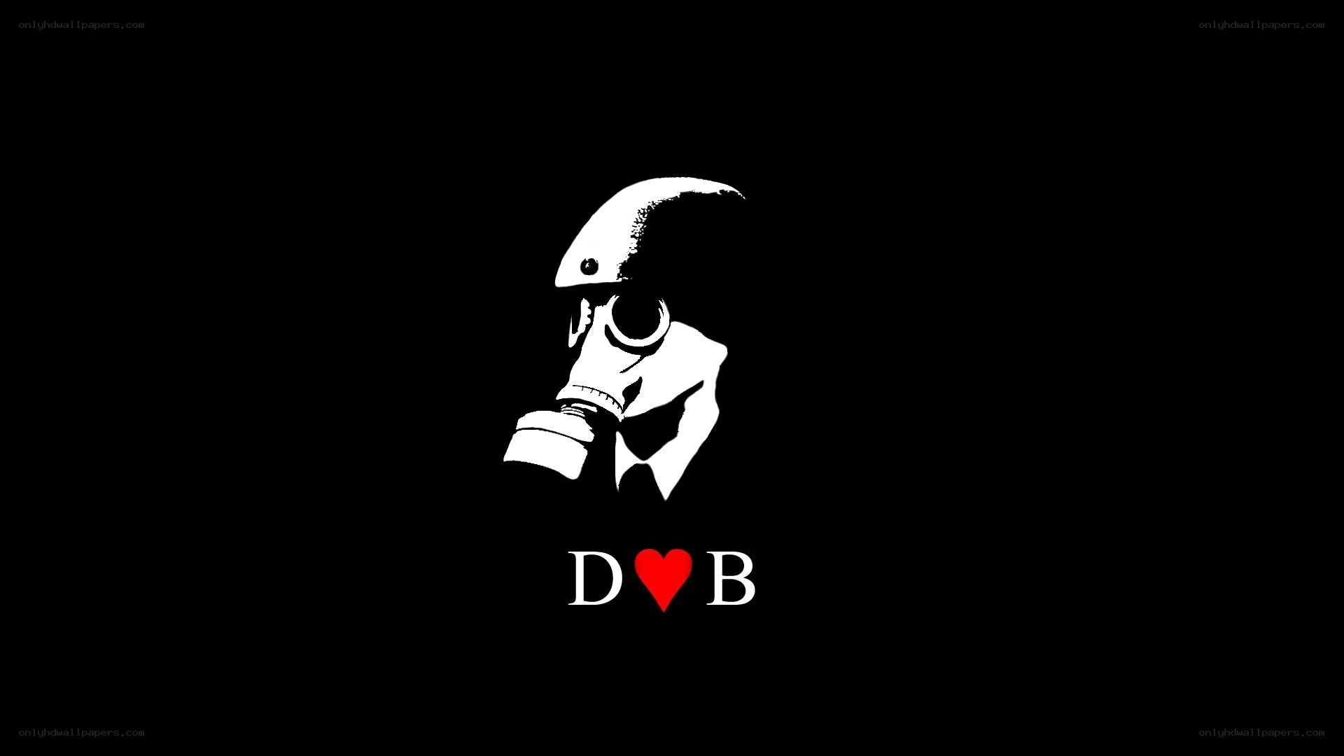 D B with gas mask logo