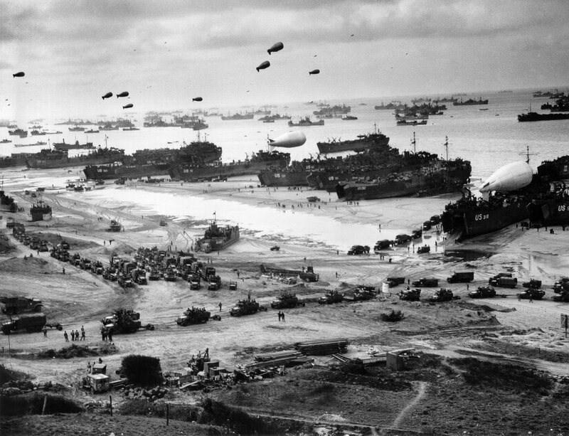 D-Day Invasion Fleet — Black, Dramatic, Morning