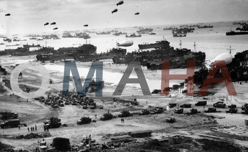 D-Day Invasion Fleet — Black, Dramatic, Photograph, Ships, Aircraft, Land Vehicles