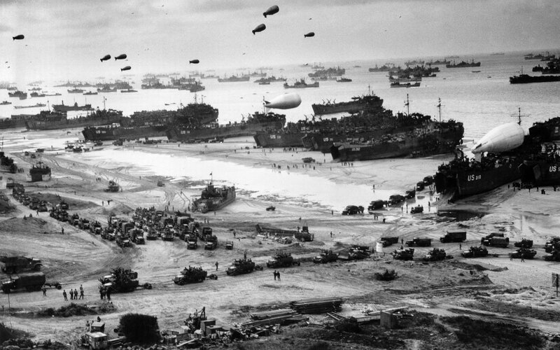 D-Day Invasion Fleet — Black, Dramatic, Photograph, Ships