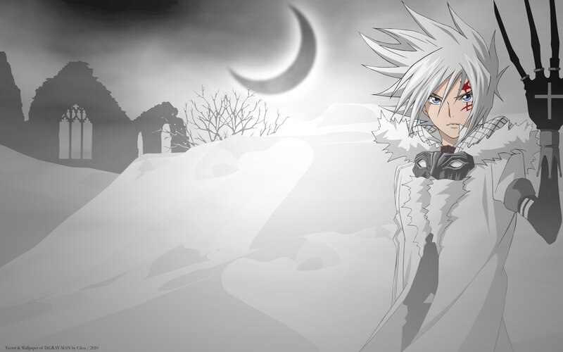 D.Gray-man character in snowy ruins