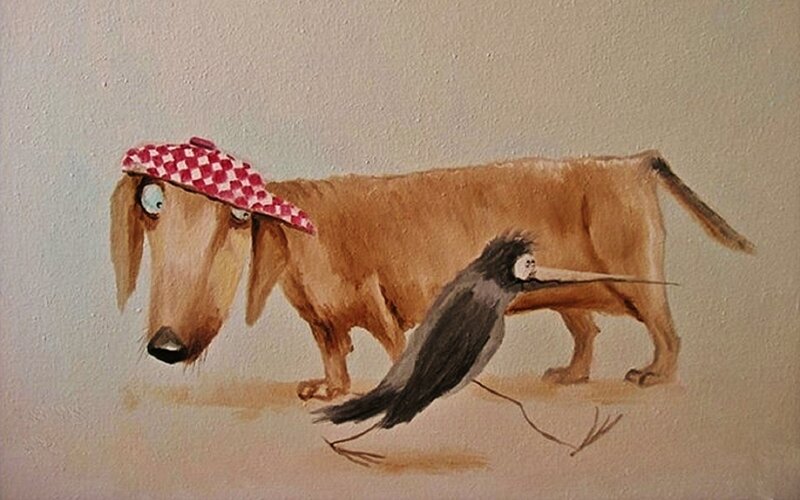 Dachshund with Bird