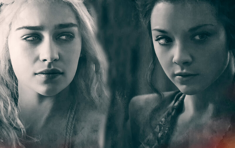 Daenerys and Arya in black and white