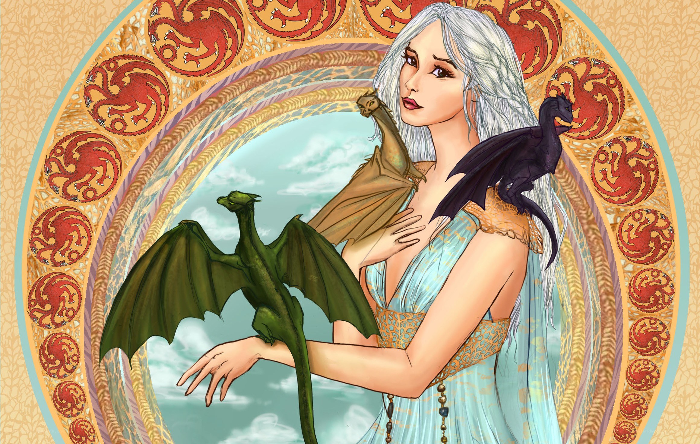 Daenerys and her dragons