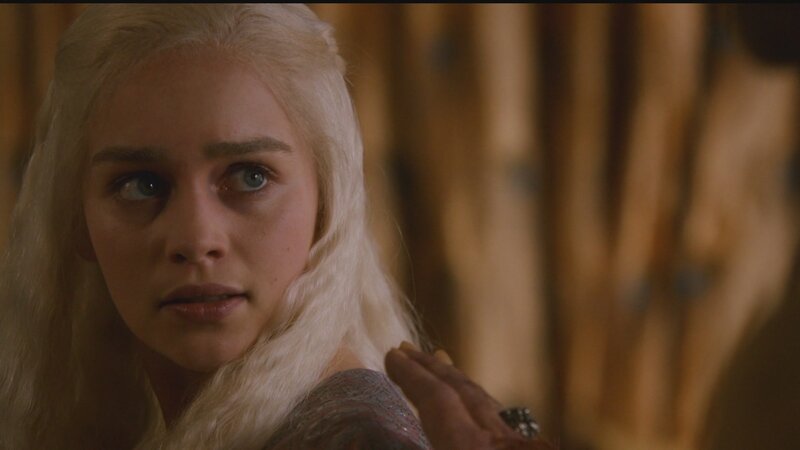 Daenerys Targaryen in a tense moment