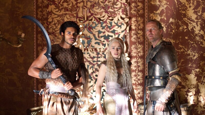 Daenerys with allies in ornate room