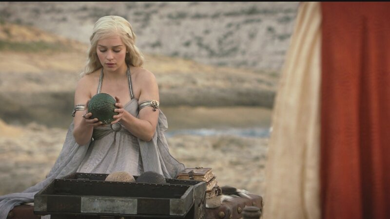 Daenerys with dragon egg