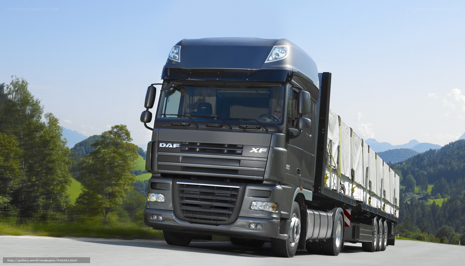 DAF XF truck on a scenic road