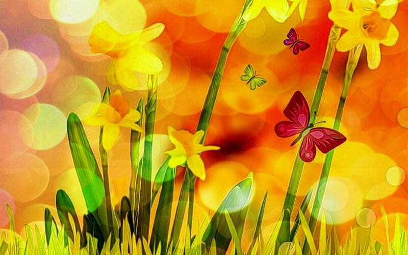Daffodils and Butterflies — Yellow